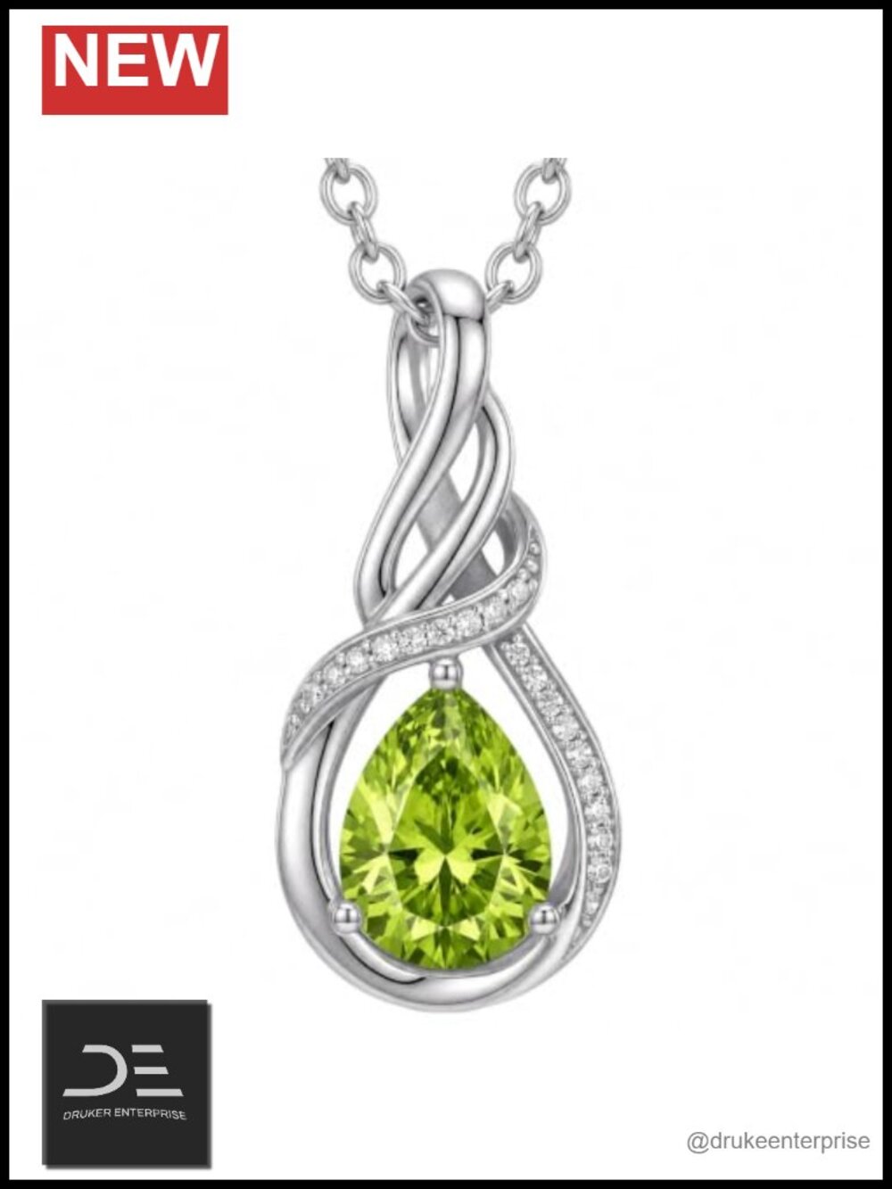August Birthstone Necklace Peridot Teardrop Pendant Jewelry for Women